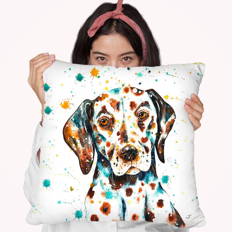 Liver-Spotted Dalmatian Watercolor Throw Pillow By Z Art Gallery