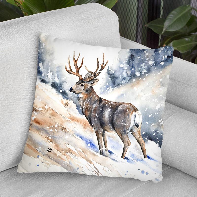 Mule Deer Buck Watercolor Throw Pillow By Z Art Gallery