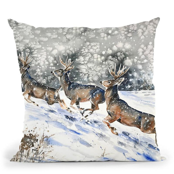 Mule Deer On The Run Throw Pillow By Z Art Gallery