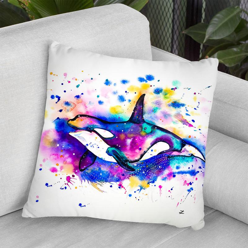 Orca Watercolor Throw Pillow By Z Art Gallery