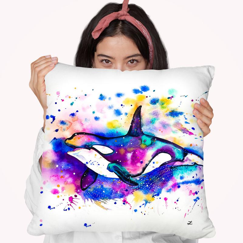 Orca Watercolor Throw Pillow By Z Art Gallery