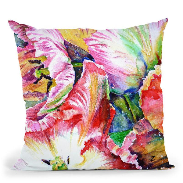Parrot Tulips Throw Pillow By Z Art Gallery