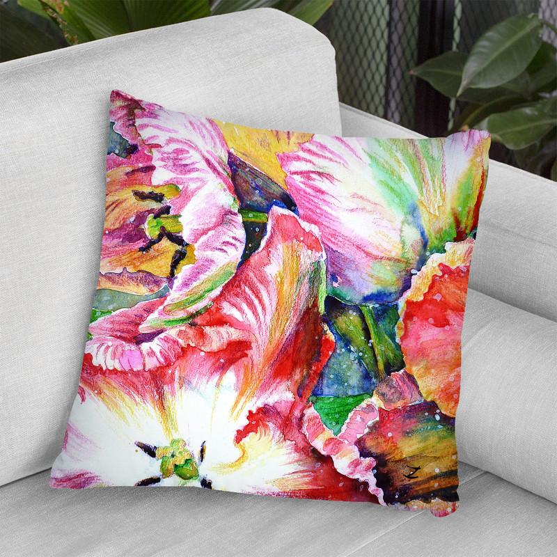 Parrot Tulips Throw Pillow By Z Art Gallery