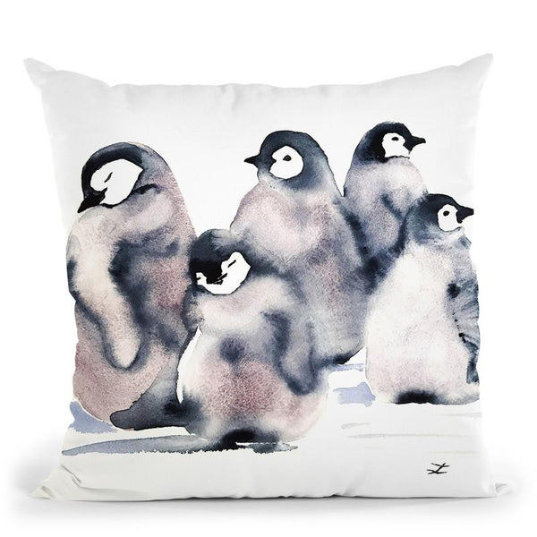 Penguin Cr�che Watercolor Throw Pillow By Z Art Gallery