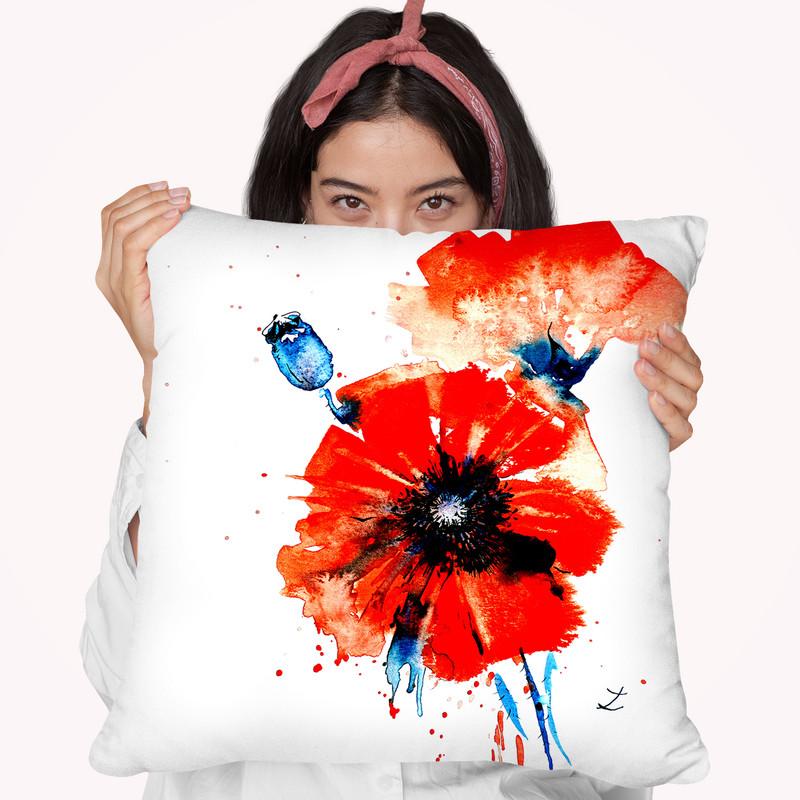 Poppy Red Throw Pillow By Z Art Gallery