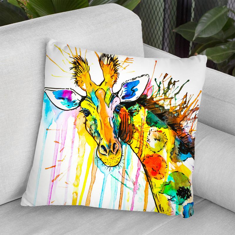 Rainbow Giraffe Throw Pillow By Z Art Gallery