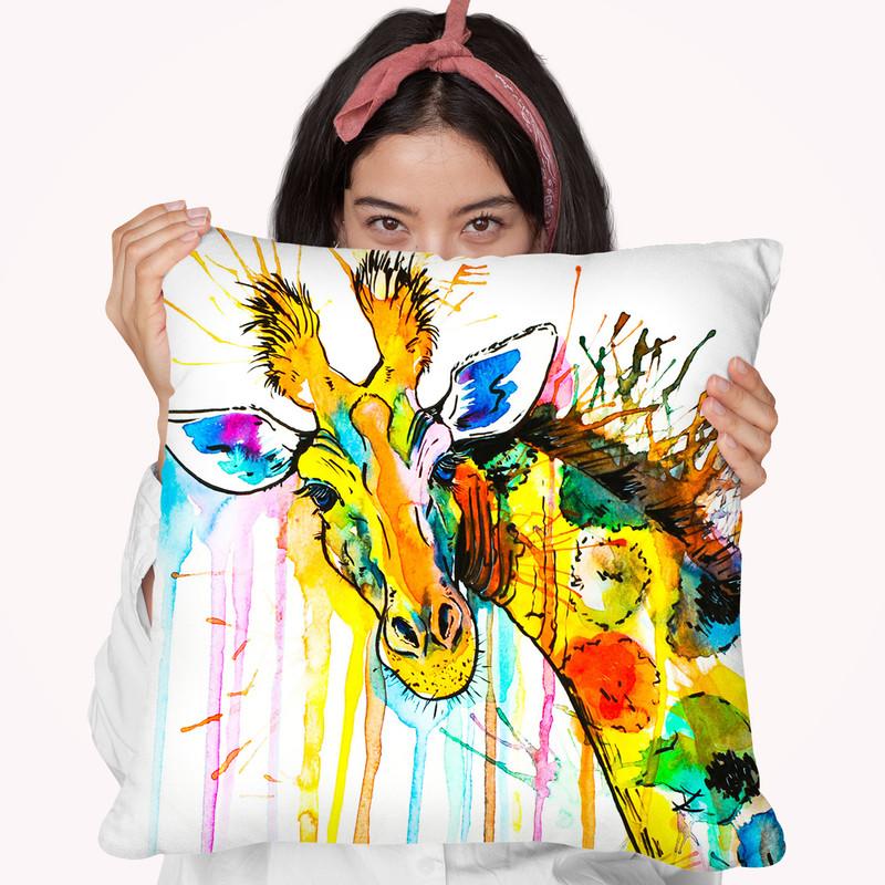 Rainbow Giraffe Throw Pillow By Z Art Gallery