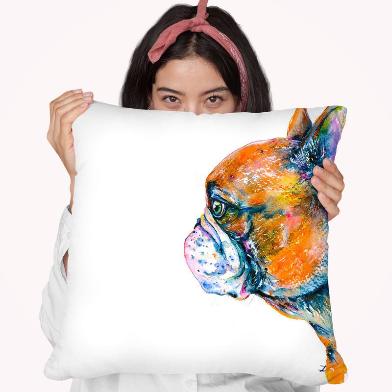 Red-Fawn Frenchie Throw Pillow By Z Art Gallery