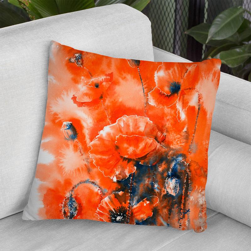 Scarlet Harmony Watercolor Throw Pillow By Z Art Gallery