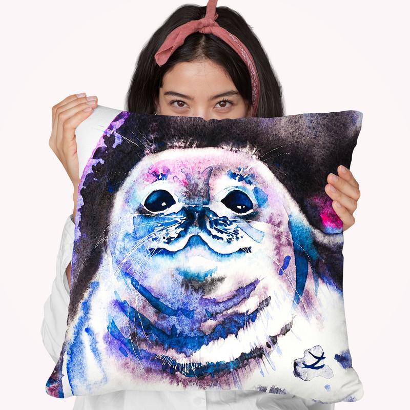 Seal Watercolor Throw Pillow By Z Art Gallery