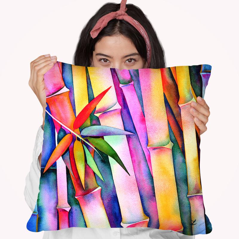 Seven Leaves Of Bamboo 2 Watercolor Throw Pillow By Z Art Gallery