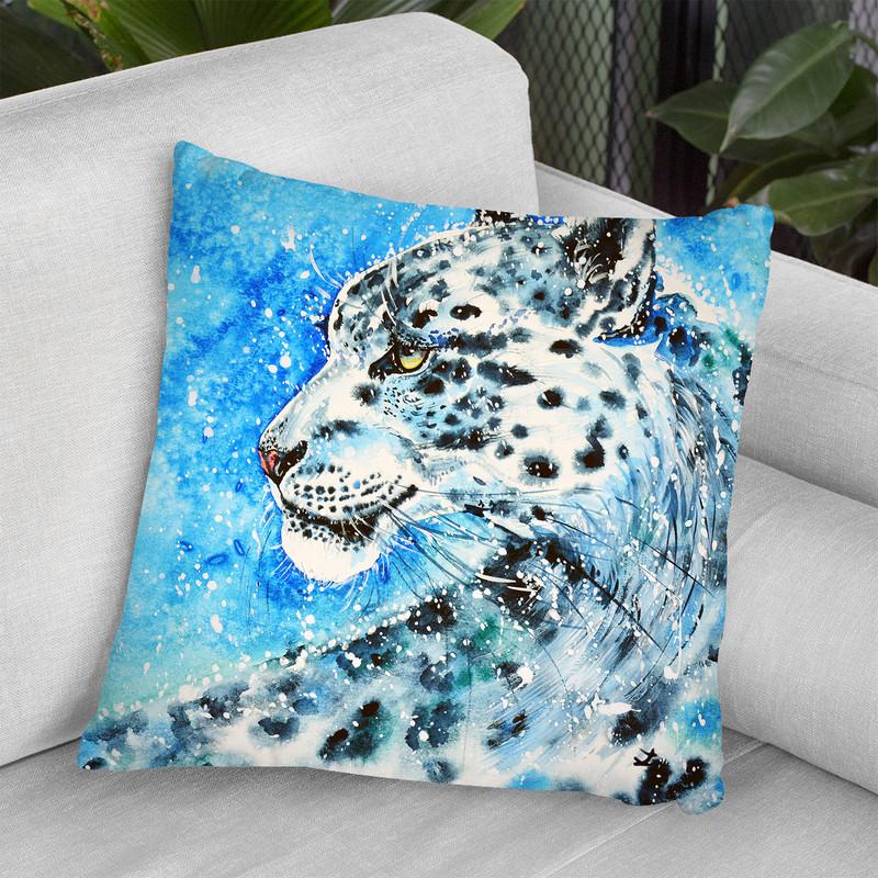 Snow Leopard Watercolor Throw Pillow By Z Art Gallery