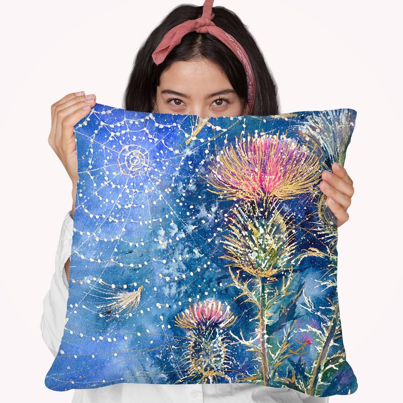 Spider Web On The Thistle Throw Pillow By Z Art Gallery