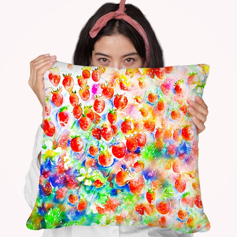 Summer Strawberries Throw Pillow By Z Art Gallery