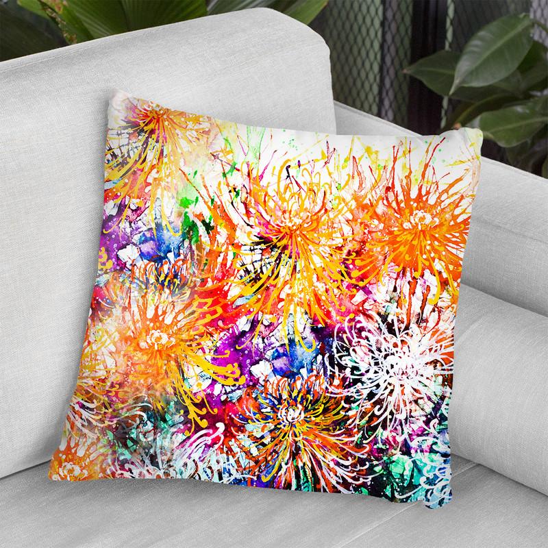 Sunny Chrysanthemums Throw Pillow By Z Art Gallery