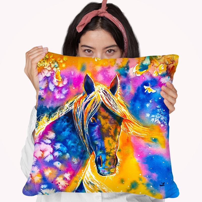 Sunset Mustang Throw Pillow By Z Art Gallery