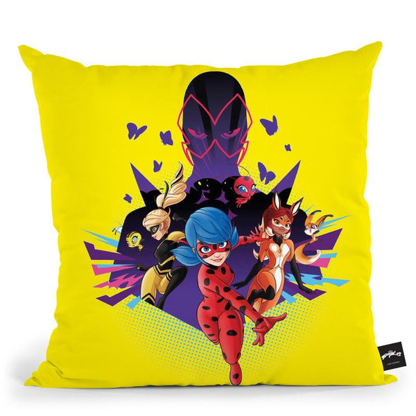 Ladybug And The Team Yellow Throw Pillow By Miraculous