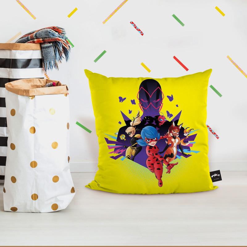 Ladybug And The Team Yellow Throw Pillow By Miraculous