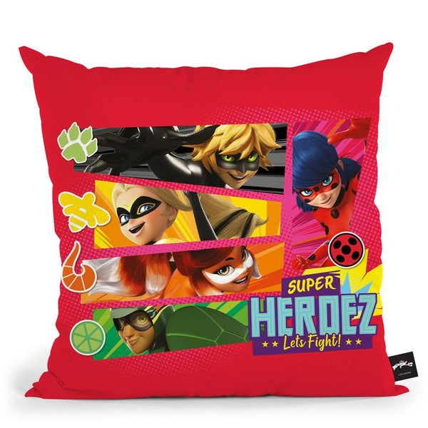Superheroes Let'S Fight Throw Pillow By Miraculous
