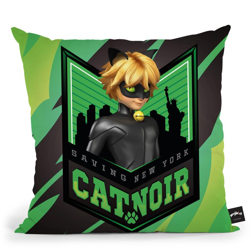 Saving New York Cat Noir Throw Pillow By Miraculous