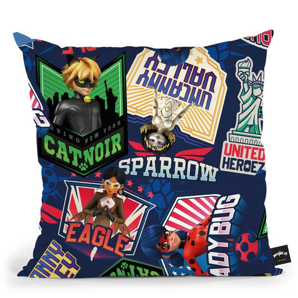 Ladybug Sparrow Cat Noir Uncanny Valley Throw Pillow By Miraculous