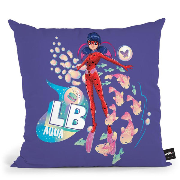 Ladybug Aqua Purple Throw Pillow By Miraculous