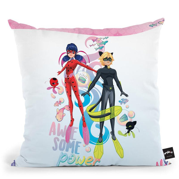 Awesome Power Ladybug Cat Noir Throw Pillow By Miraculous