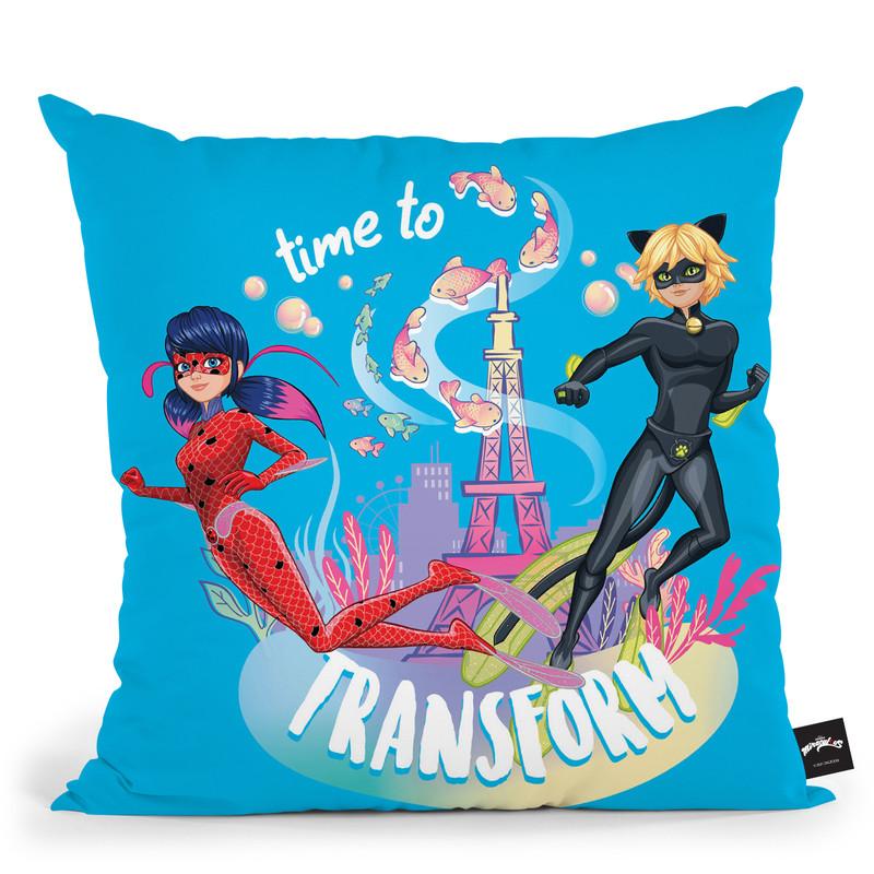 Time To Transform Ladybug Cat Noir Throw Pillow By Miraculous