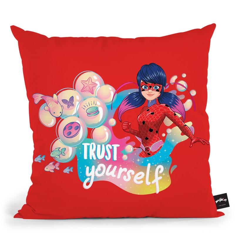 Trust Yourself Red Throw Pillow By Miraculous