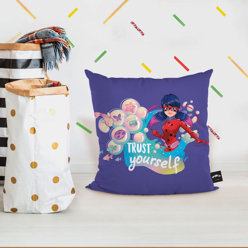 Trust Yourself Purple Throw Pillow By Miraculous