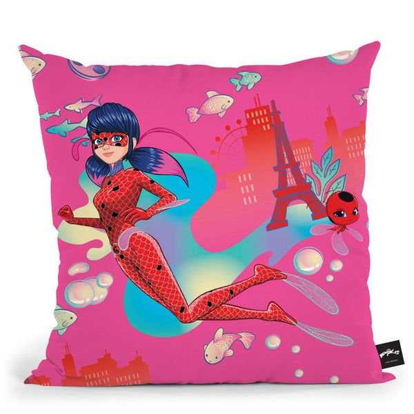 Ladybug Aqua Tikki Throw Pillow By Miraculous
