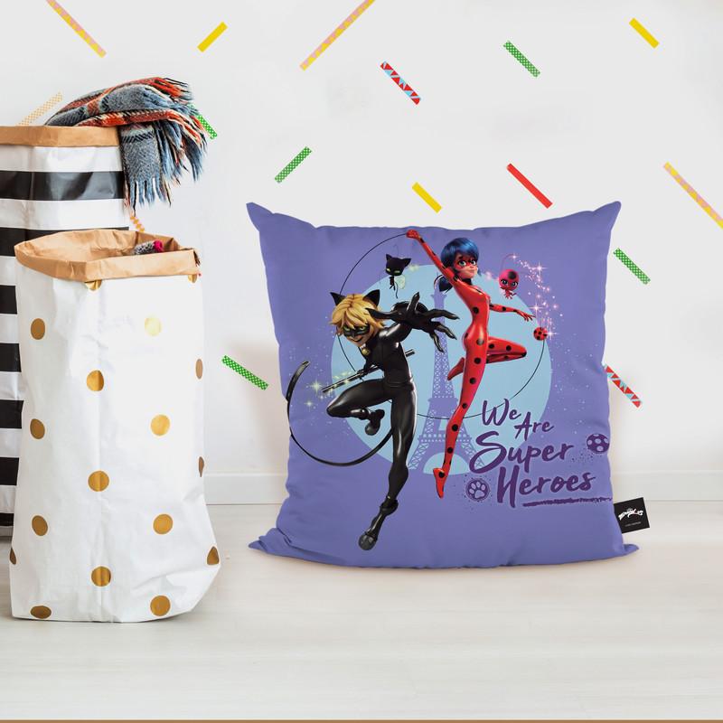 Ladybug Cat Noir We Are Super Heroes Throw Pillow By Miraculous