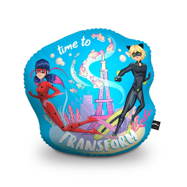 Time To Transform Ladybug Cat Noir Blue Throw Pillow By Miraculous