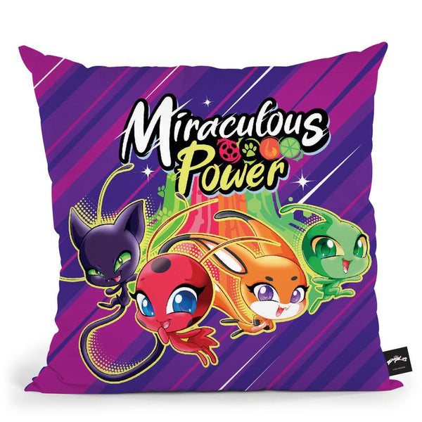 Miraculous Power Tikki Plagg Trixx Wayzz Purple Throw Pillow By Miraculous