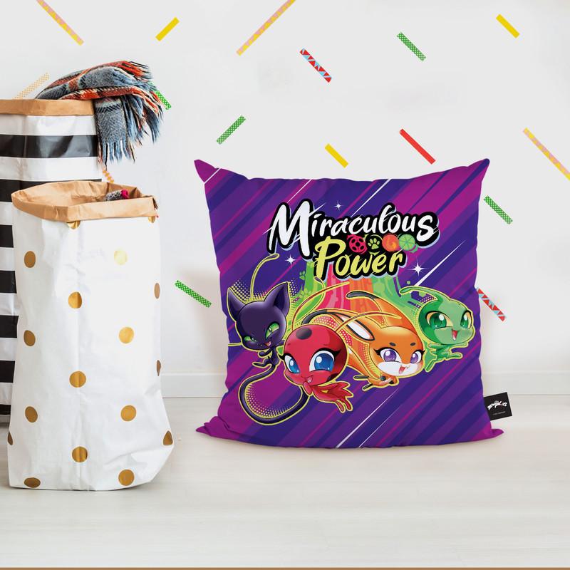 Miraculous Power Tikki Plagg Trixx Wayzz Purple Throw Pillow By Miraculous