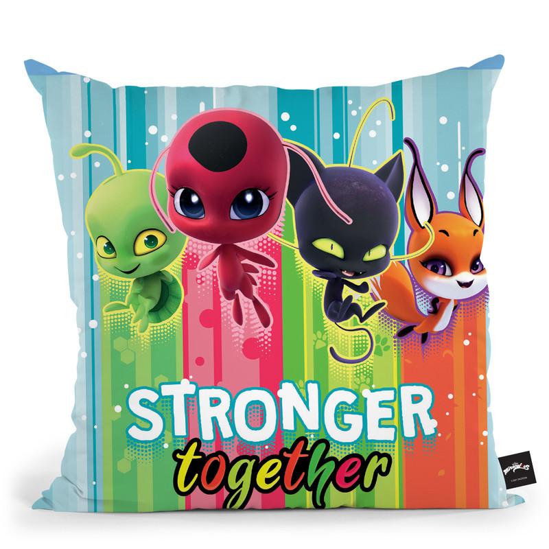 Stronger Together Tikki Plagg Trixx Wayzz Throw Pillow By Miraculous