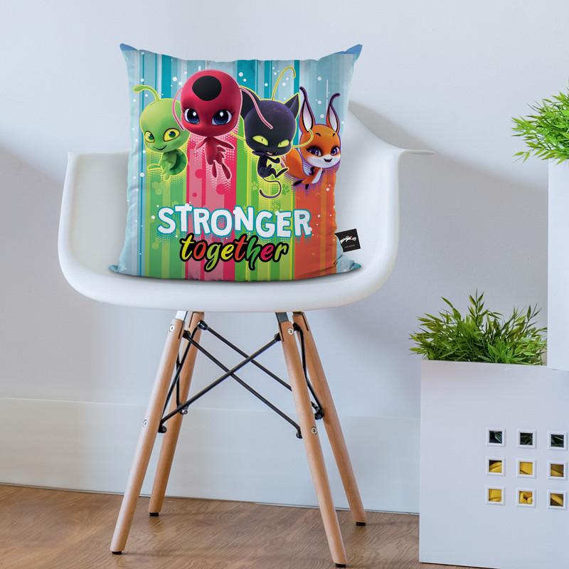 Stronger Together Tikki Plagg Trixx Wayzz Throw Pillow By Miraculous