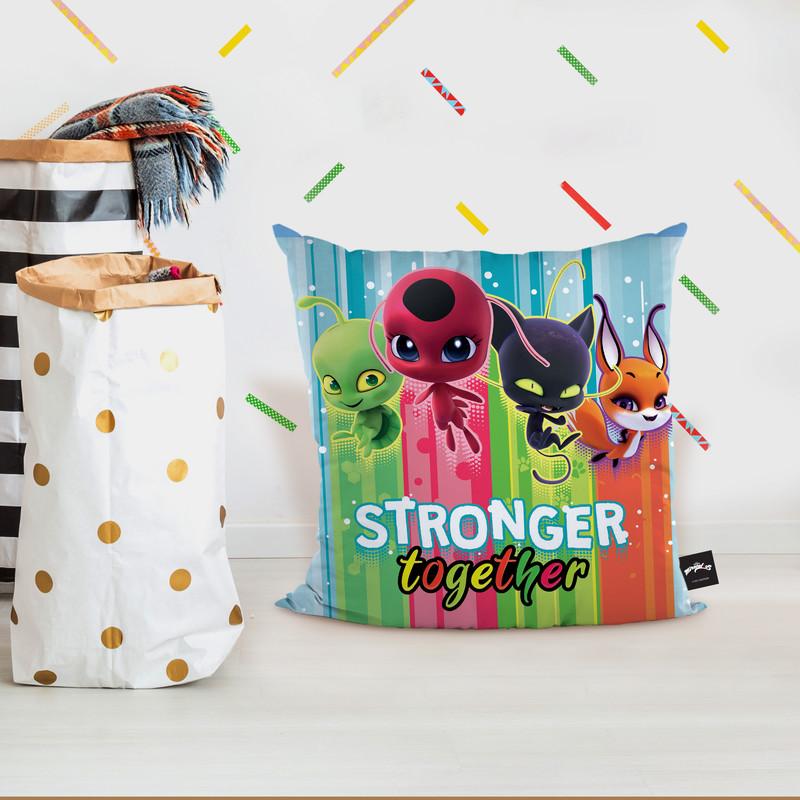 Stronger Together Tikki Plagg Trixx Wayzz Throw Pillow By Miraculous
