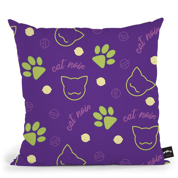 Cat Noir Pattern Throw Pillow By Miraculous