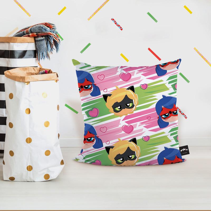 Ladybug Cat Noir Pattern Throw Pillow By Miraculous
