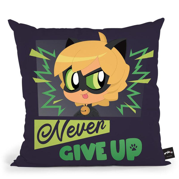 Cat Noir Never Give Up Throw Pillow By Miraculous