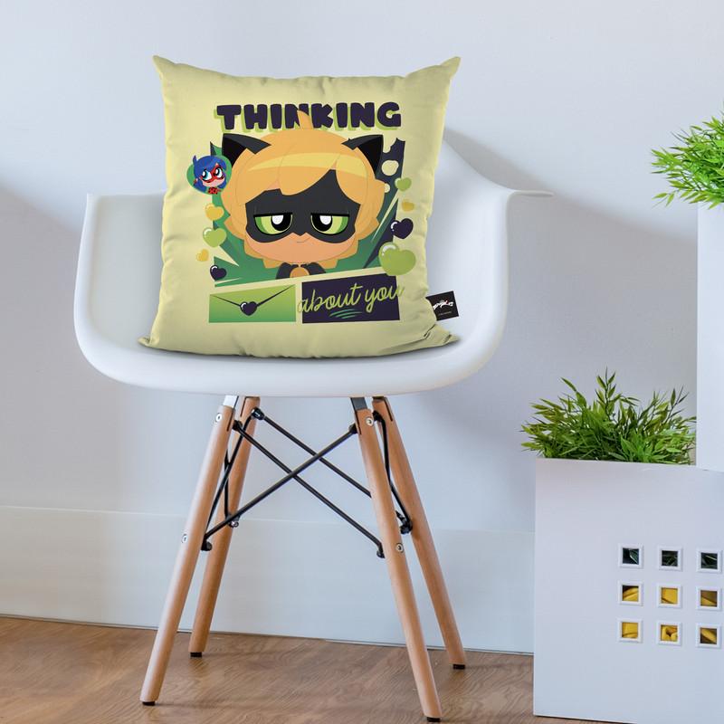 Cat Noir Thinking About You Throw Pillow By Miraculous