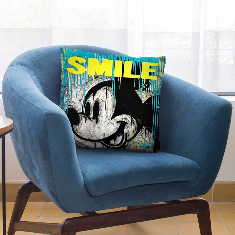 Smiling Mickey Art Throw Pillow by Stevie Chow