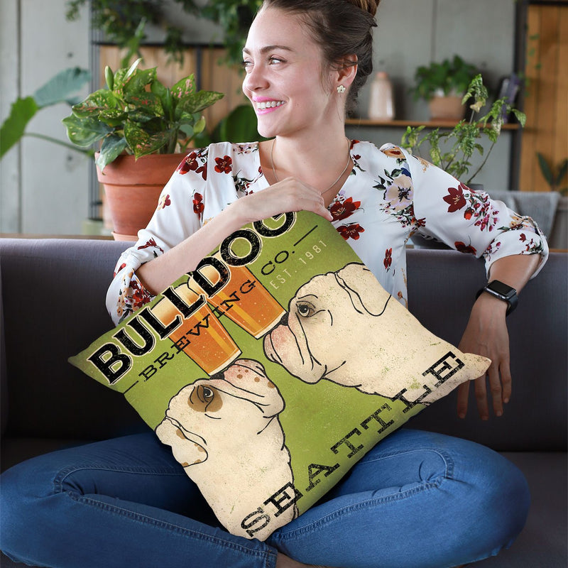 Bulldog Brewing Seattle Throw Pillow By Ryan Fowler