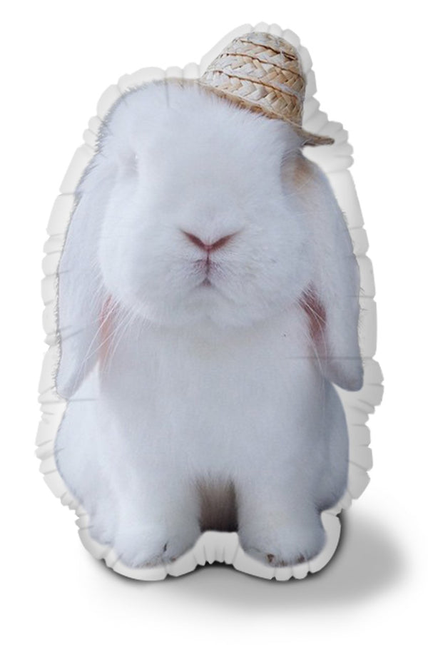 Very Fat Rabbit Sun Hat Throw Pillow