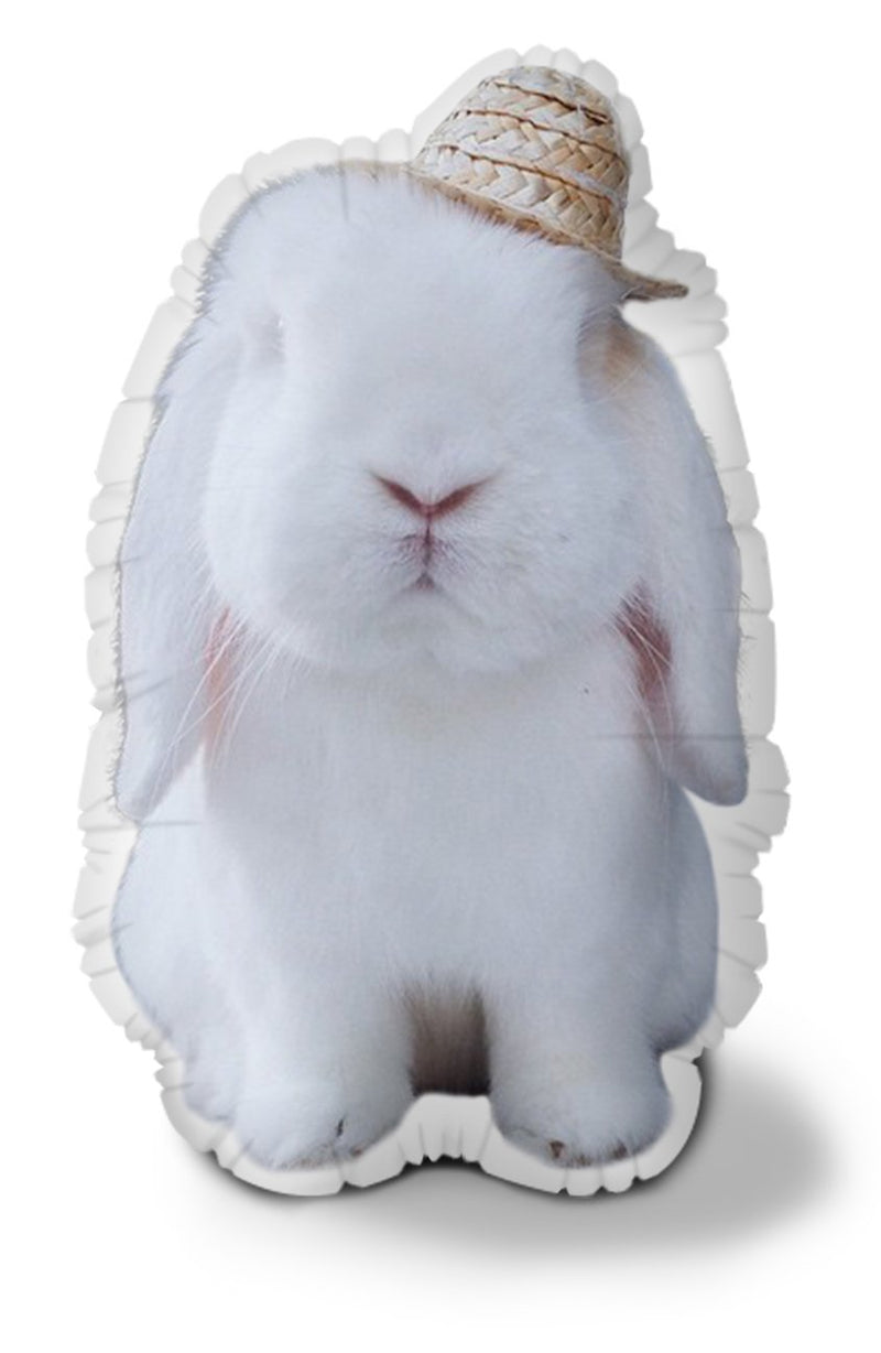 Very Fat Rabbit Sun Hat Throw Pillow