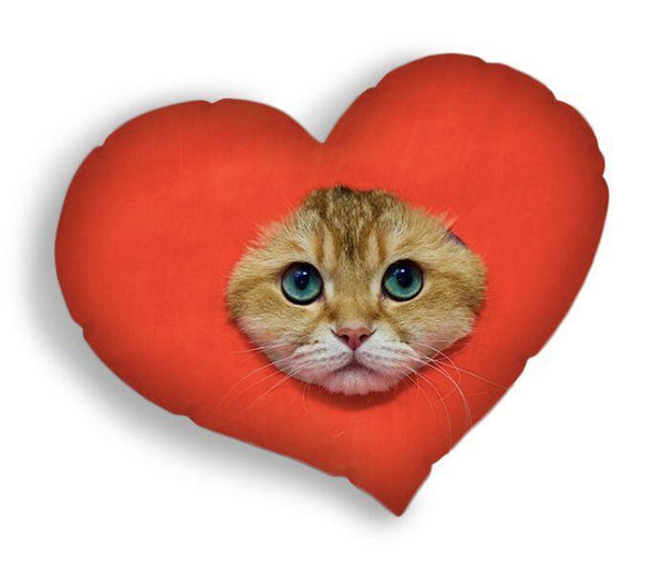 Hosico With Heart Headaped Throw Pillow